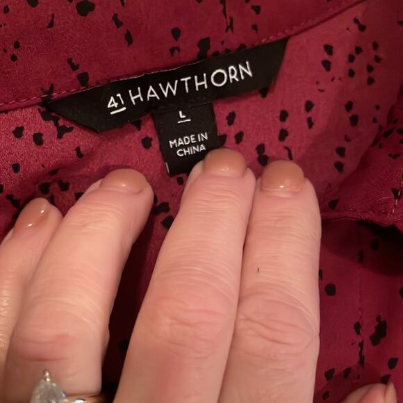 Stitch Fix 41 Hawthorne Burgundy Black Blouse - Large - Picture 5 of 7